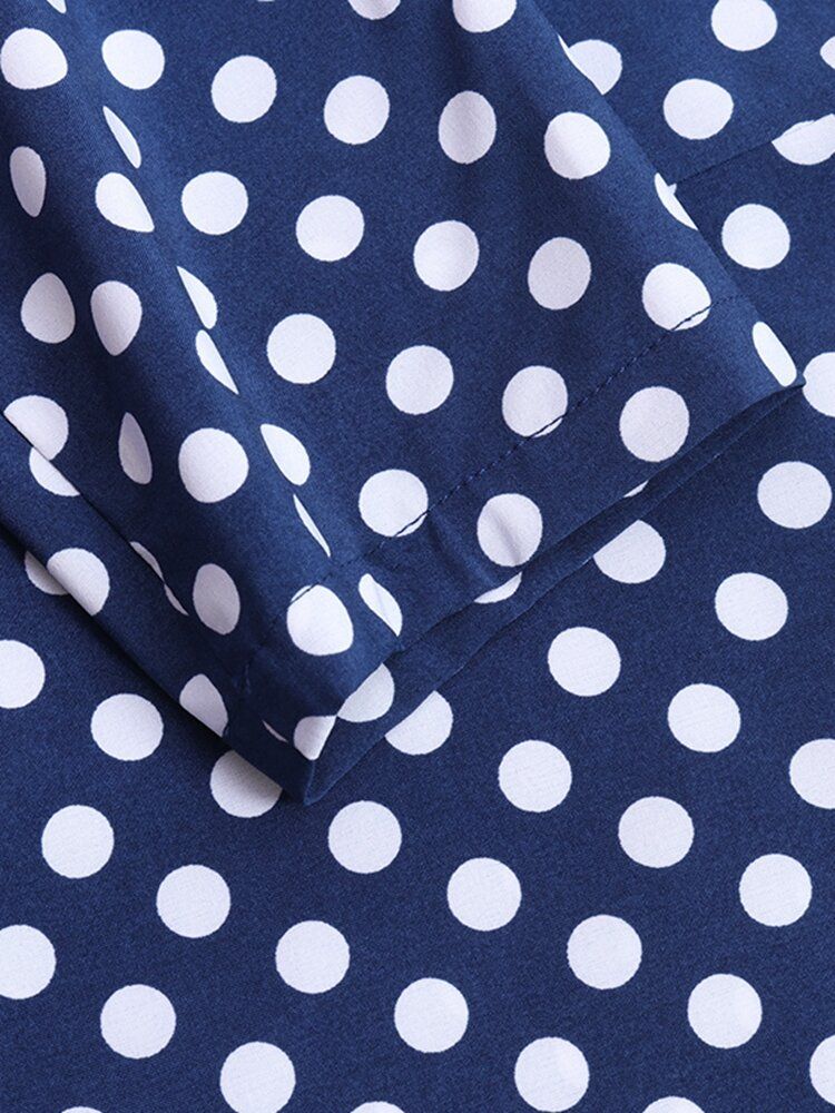 Kobiety Polka Dot Print Asymetryczne Wzburzyć Casual Długie Sukienki Maxi