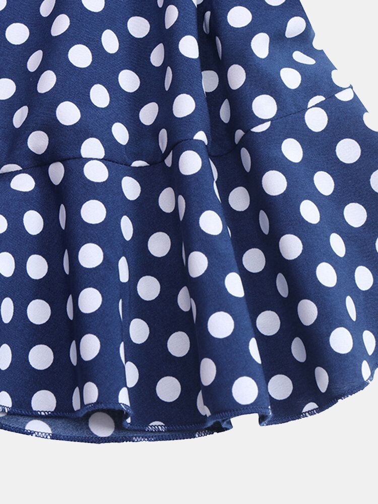 Kobiety Polka Dot Print Asymetryczne Wzburzyć Casual Długie Sukienki Maxi