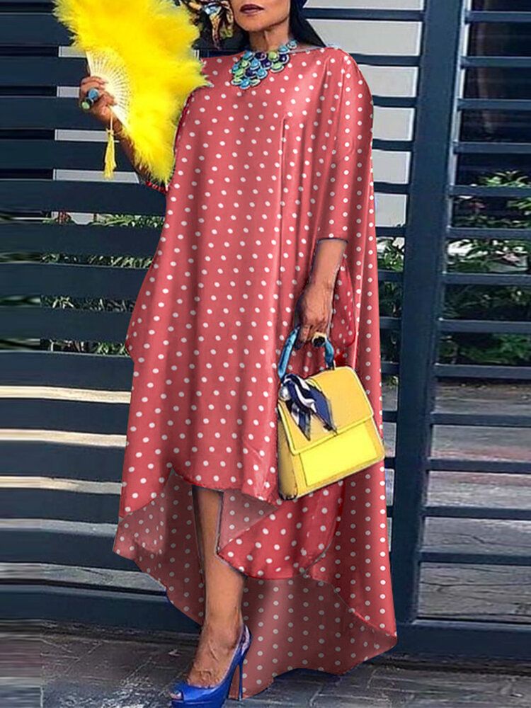 Owalny Kołnierzyk Wypoczynek Polka Dot Party Holiday Dress Dla Kobiet