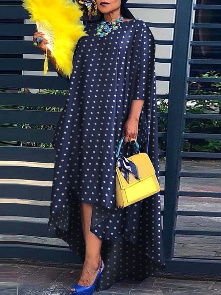 Owalny Kołnierzyk Wypoczynek Polka Dot Party Holiday Dress Dla Kobiet