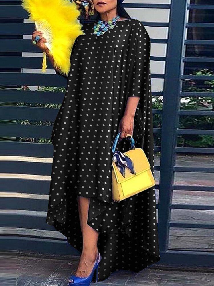 Owalny Kołnierzyk Wypoczynek Polka Dot Party Holiday Dress Dla Kobiet