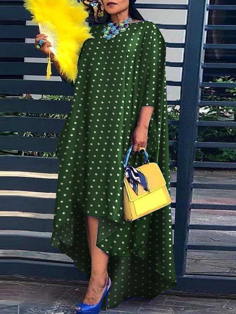 Owalny Kołnierzyk Wypoczynek Polka Dot Party Holiday Dress Dla Kobiet