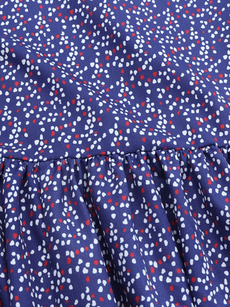 Polka Dot Print Okrągły Dekolt Powrót Zipper Casual Długi Rękaw Sukienki Maxi