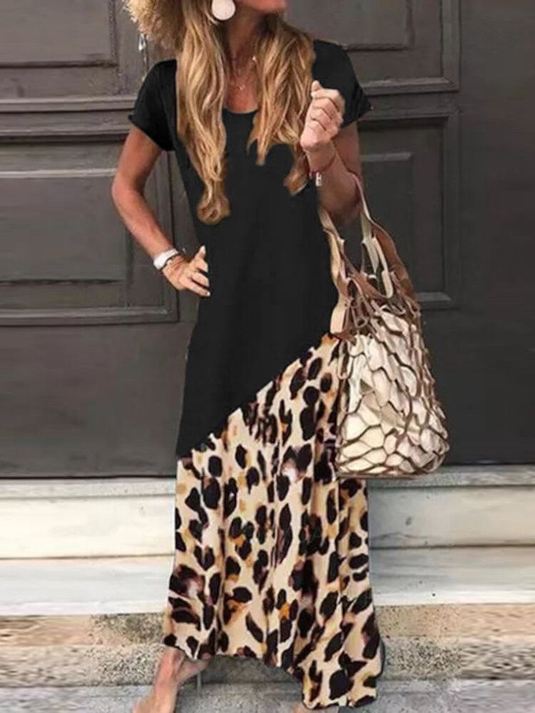 Wypoczynek Leopard W Stylu Europejskim Letnia Bluzka Wirh Pocket Dla Kobiet