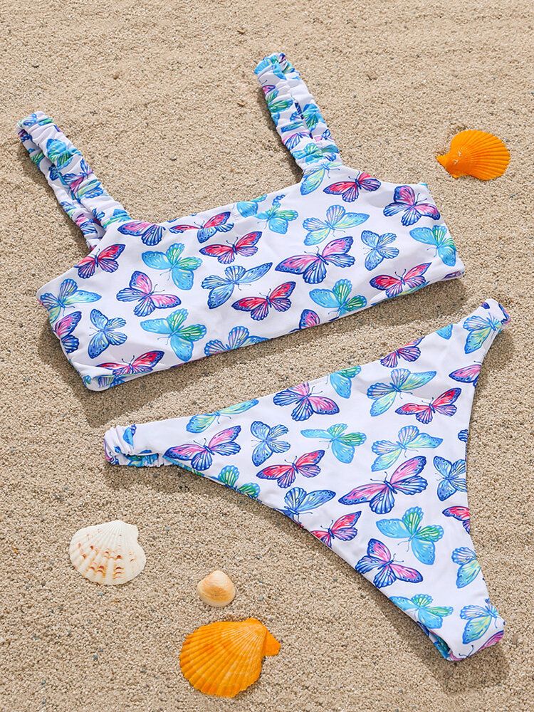 Animal Butterfly Print Usztywniane Bikini Wakacje Plaża Stroje Kąpielowe Dla Kobiet