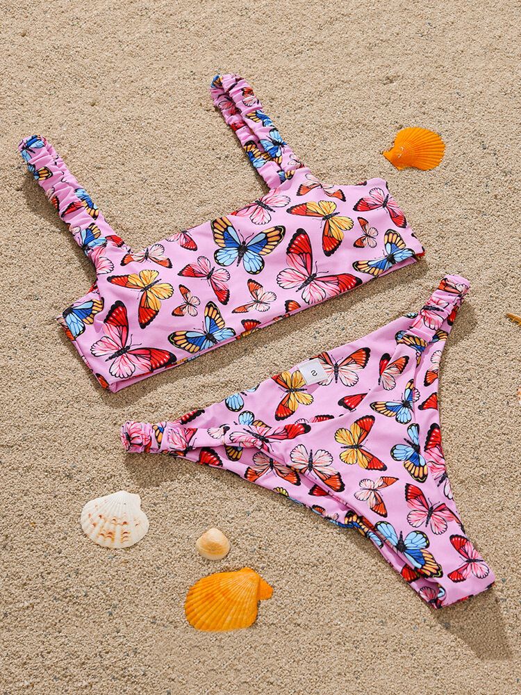 Animal Butterfly Print Usztywniane Bikini Wakacje Plaża Stroje Kąpielowe Dla Kobiet