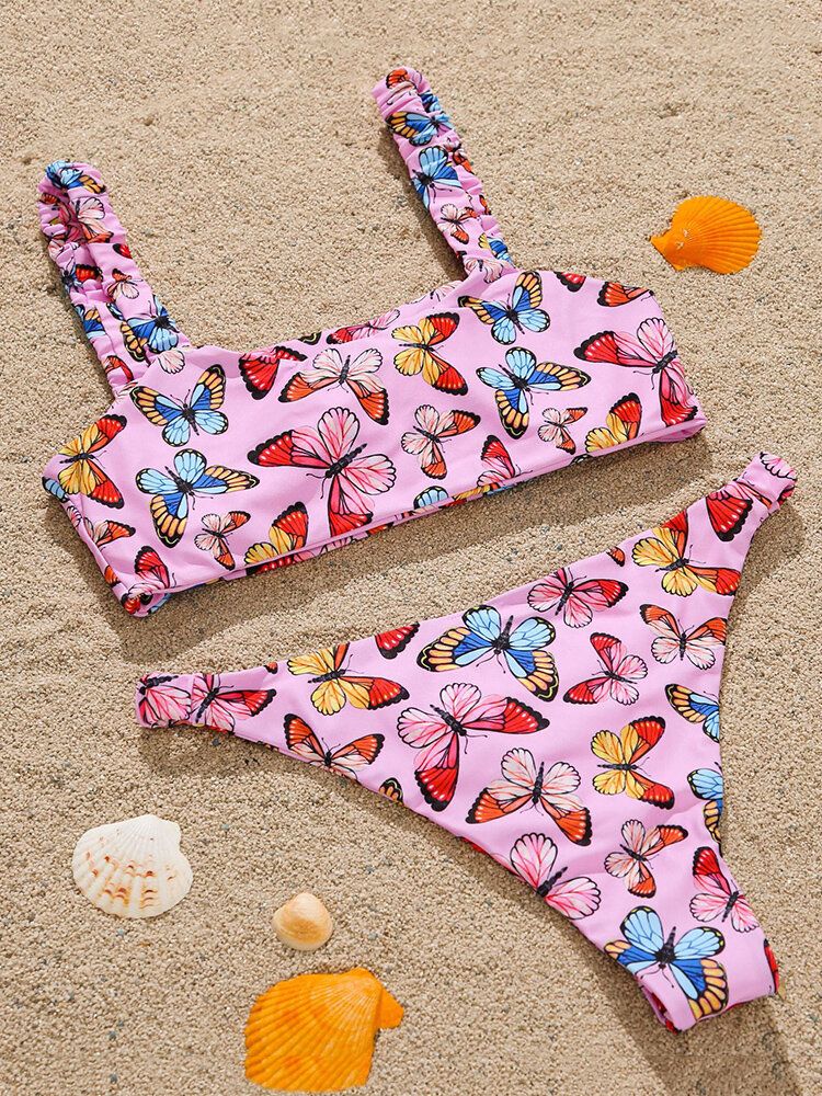 Animal Butterfly Print Usztywniane Bikini Wakacje Plaża Stroje Kąpielowe Dla Kobiet