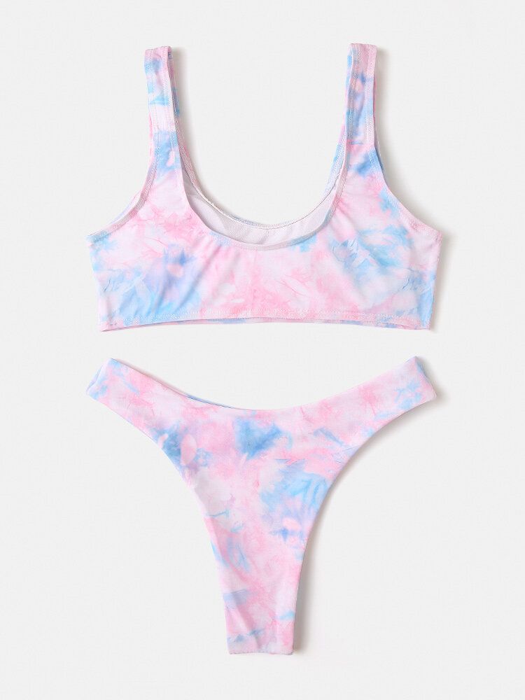 Kobiety Tie-dye Print Szerokie Ramiączka Niski Stan Bikini Swimsuit