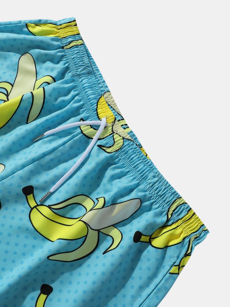 Mężczyźni Allover Bananas Print Board Kostiumy Kąpielowe Luźne Szorty Z Szerokimi Nogawkami