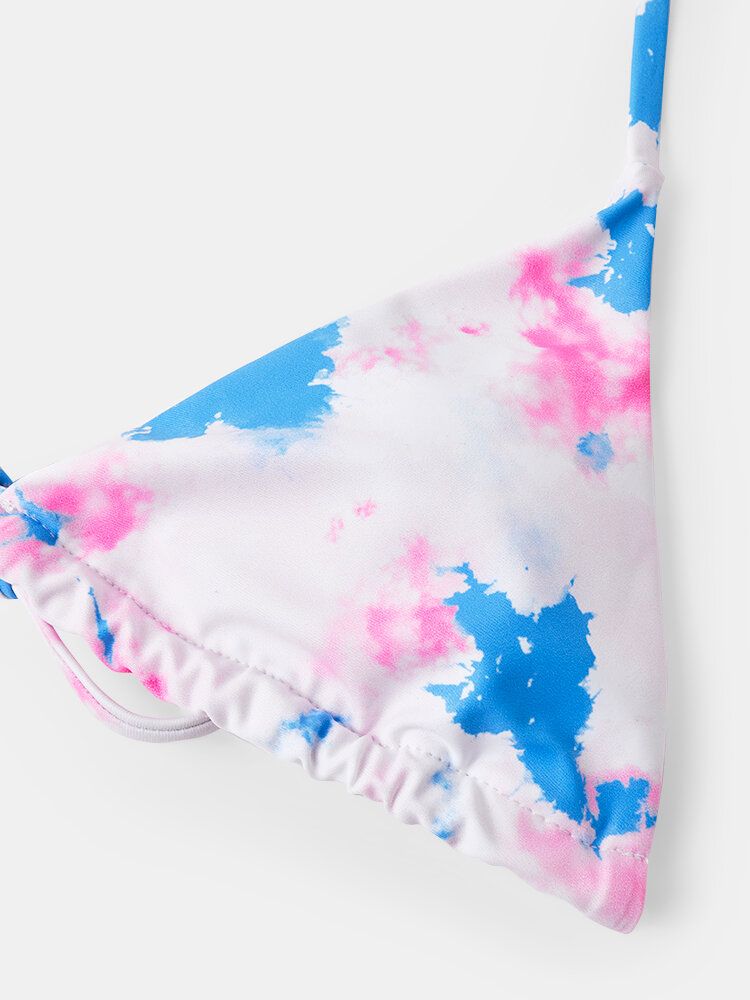 Trójkątny Tie-dye Halter String Bikini Z Odkrytymi Plecami Kostiumy Kąpielowe Dla Kobiet