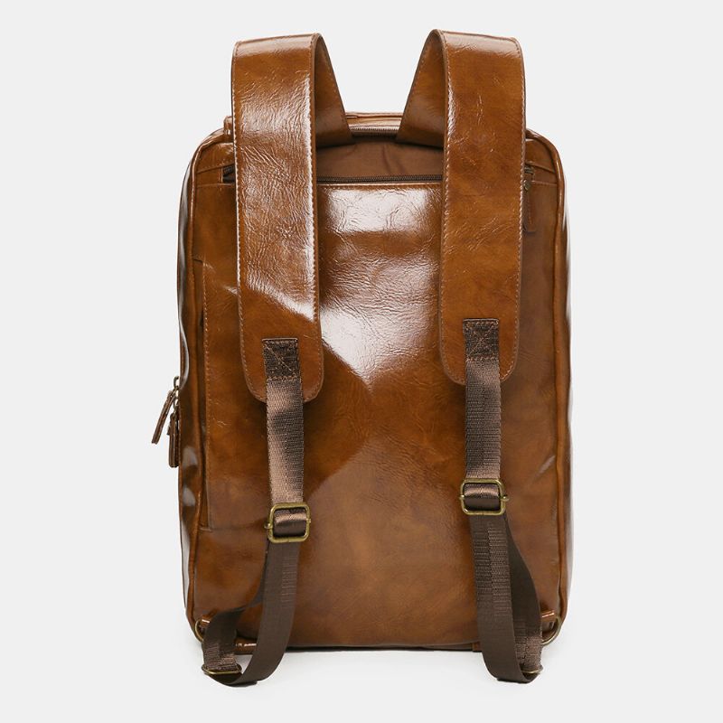 Ekphero Męskie Vintage Business Plecak Z Wieloma Kieszeniami O Dużej Pojemności Wodoodporny Multi-carry Teczka Torba Crossbody