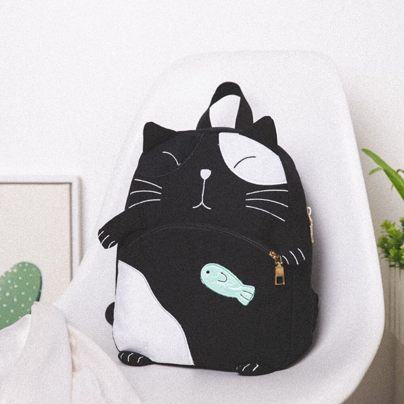 Kobiety Cute Cat Canvas O Dużej Pojemności Plecak