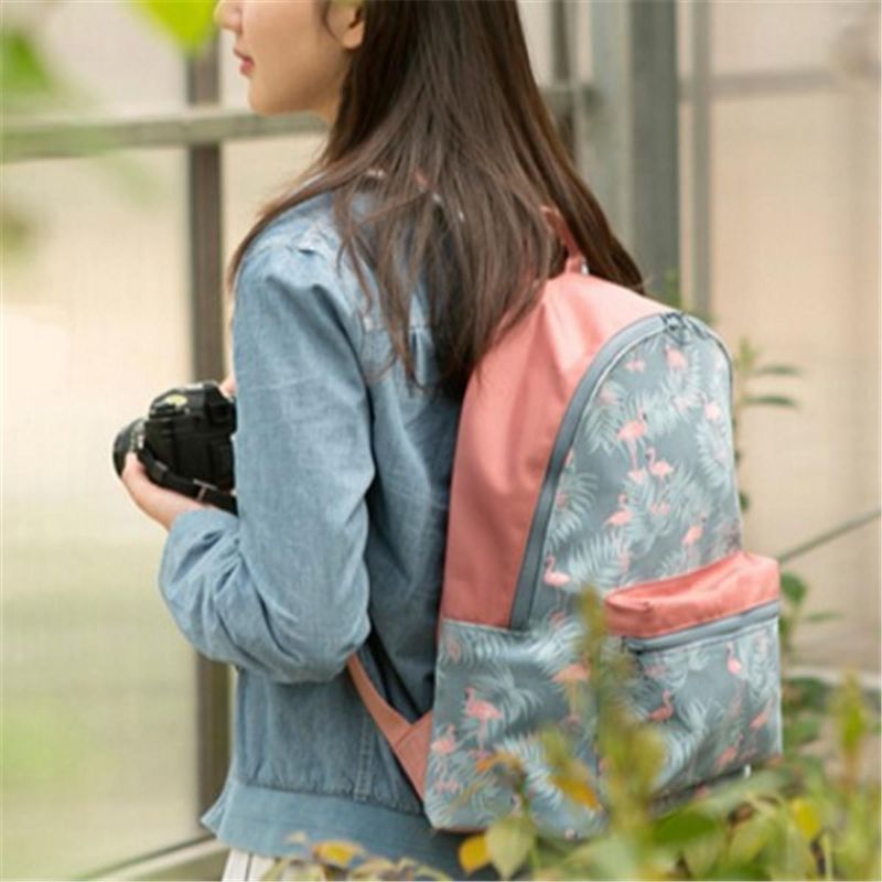 Kobiety Flamingo Cartoon Drukarnie Plecak Floral Casual Girl School Bag