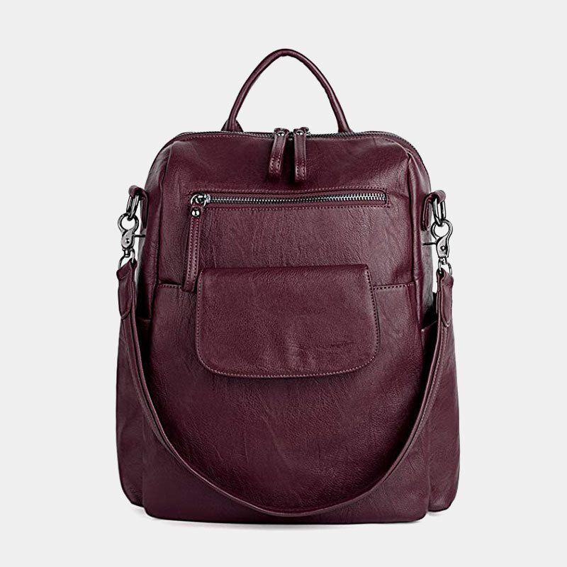 Kobiety Solid Color Wodoodporny Plecak Z Wieloma Nogawkami Duża Pojemność Back Anti-theft Kieszonkowa Torba Na Ramię Torba Crossbody