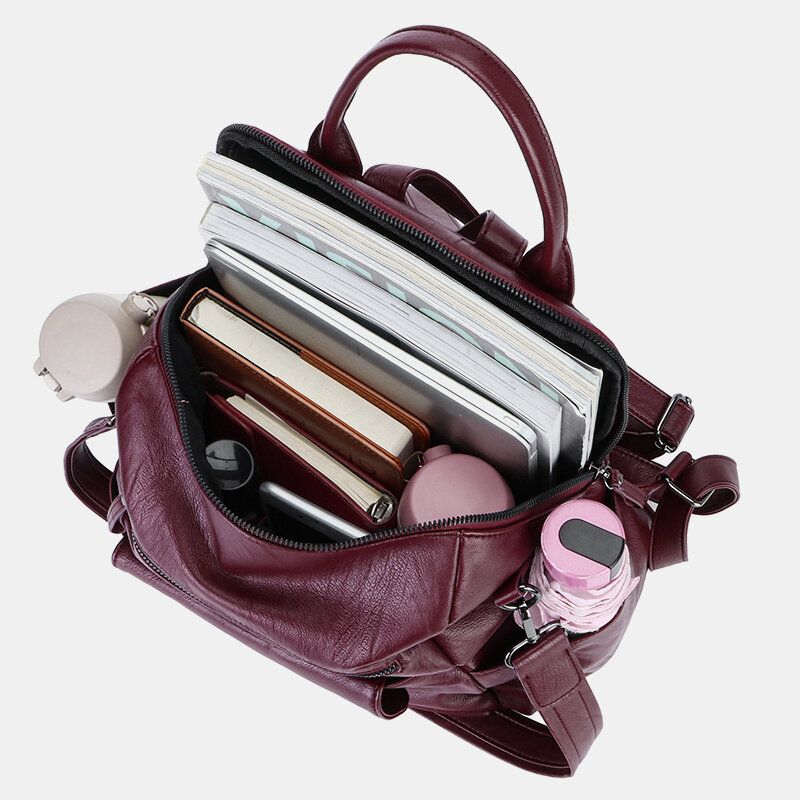 Kobiety Solid Color Wodoodporny Plecak Z Wieloma Nogawkami Duża Pojemność Back Anti-theft Kieszonkowa Torba Na Ramię Torba Crossbody