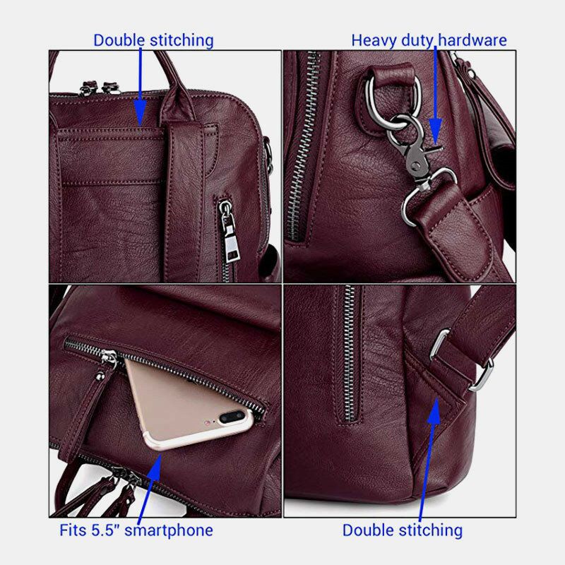 Kobiety Solid Color Wodoodporny Plecak Z Wieloma Nogawkami Duża Pojemność Back Anti-theft Kieszonkowa Torba Na Ramię Torba Crossbody