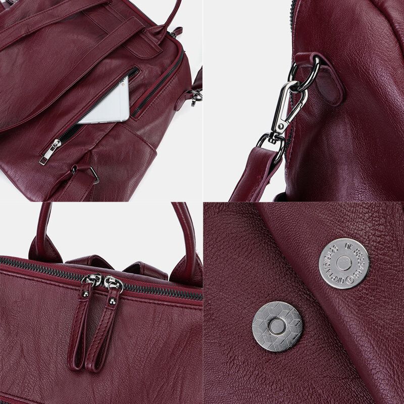 Kobiety Solid Color Wodoodporny Plecak Z Wieloma Nogawkami Duża Pojemność Back Anti-theft Kieszonkowa Torba Na Ramię Torba Crossbody