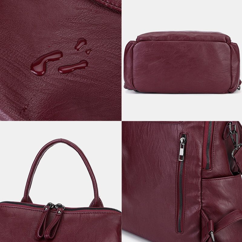 Kobiety Solid Color Wodoodporny Plecak Z Wieloma Nogawkami Duża Pojemność Back Anti-theft Kieszonkowa Torba Na Ramię Torba Crossbody