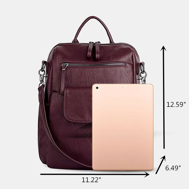 Kobiety Solid Color Wodoodporny Plecak Z Wieloma Nogawkami Duża Pojemność Back Anti-theft Kieszonkowa Torba Na Ramię Torba Crossbody