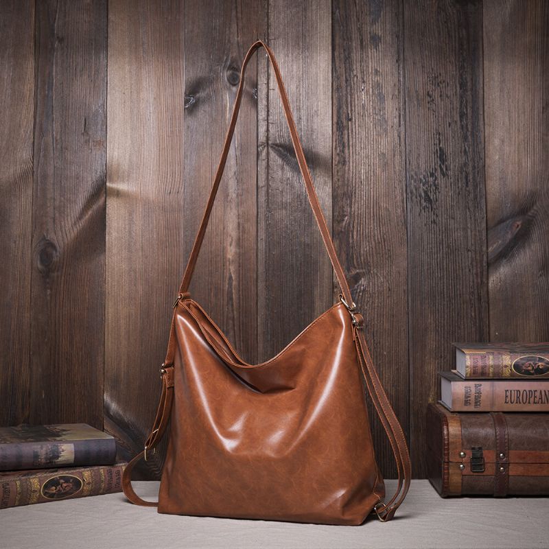 Kobiety Woskowana Skóra Olejna Plecak O Dużej Pojemności Torba Na Ramię Torba Crossbody Torebka Torba Na Pieluchy Torba Hobo Torba Hobo