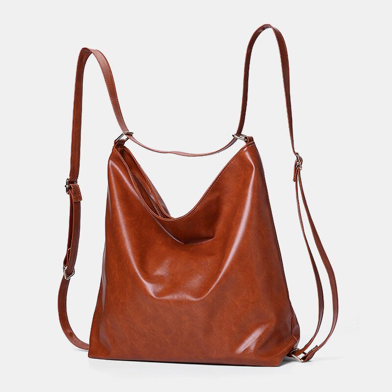 Kobiety Woskowana Skóra Olejna Plecak O Dużej Pojemności Torba Na Ramię Torba Crossbody Torebka Torba Na Pieluchy Torba Hobo Torba Hobo