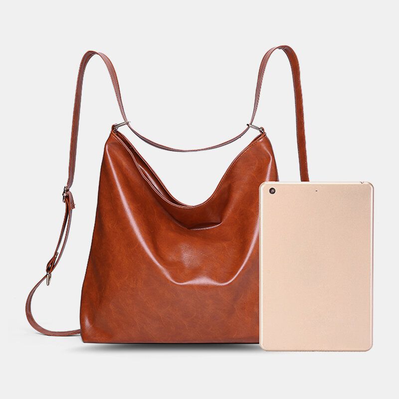 Kobiety Woskowana Skóra Olejna Plecak O Dużej Pojemności Torba Na Ramię Torba Crossbody Torebka Torba Na Pieluchy Torba Hobo Torba Hobo