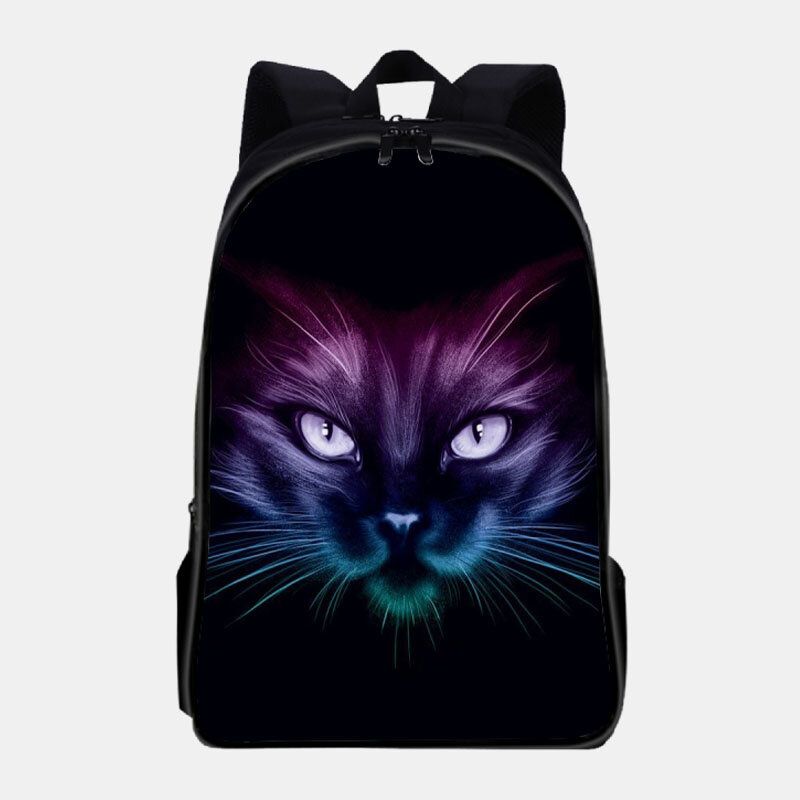 Unisex Oxford Fluorescencyjny Luminous Cat Pattern Duża Pojemność Plecak Szkolny