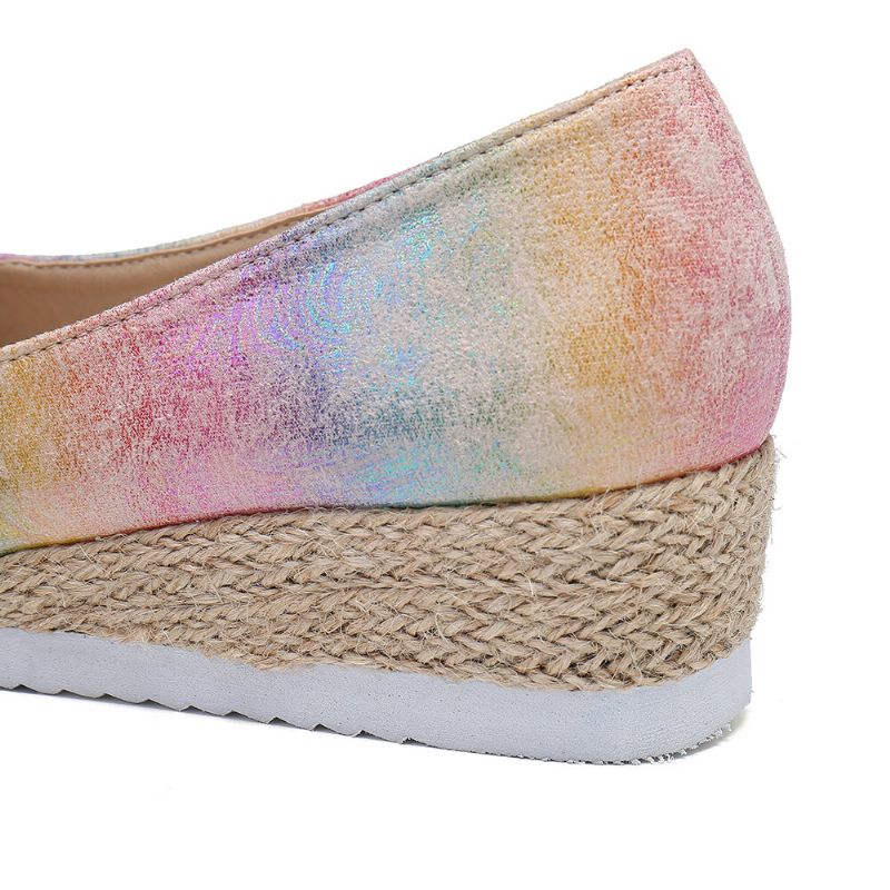 Kobiety Kolorowe Espadryle Wygodne Wedge Platformy Peep Toe