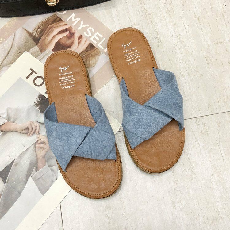 Damskie Suede Casual Solid Color Wygodne Dno Outdoor Slide Sandały