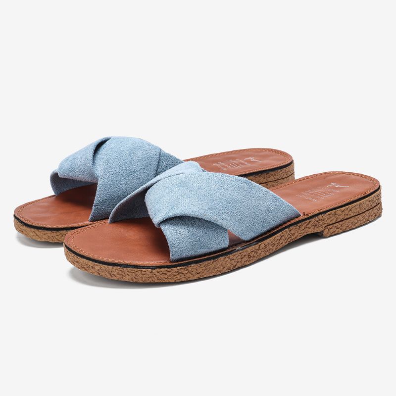 Damskie Suede Casual Solid Color Wygodne Dno Outdoor Slide Sandały