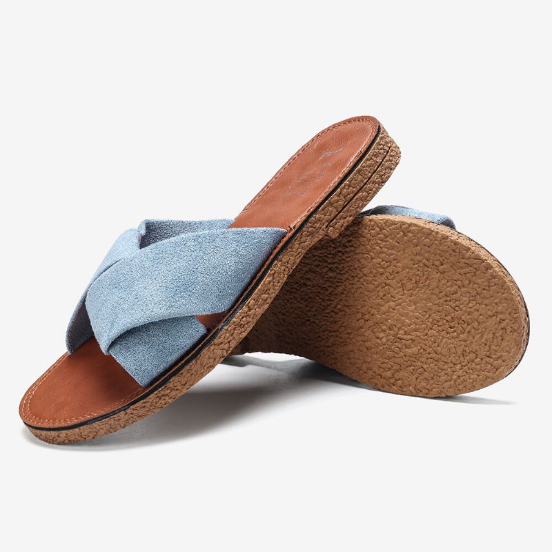 Damskie Suede Casual Solid Color Wygodne Dno Outdoor Slide Sandały