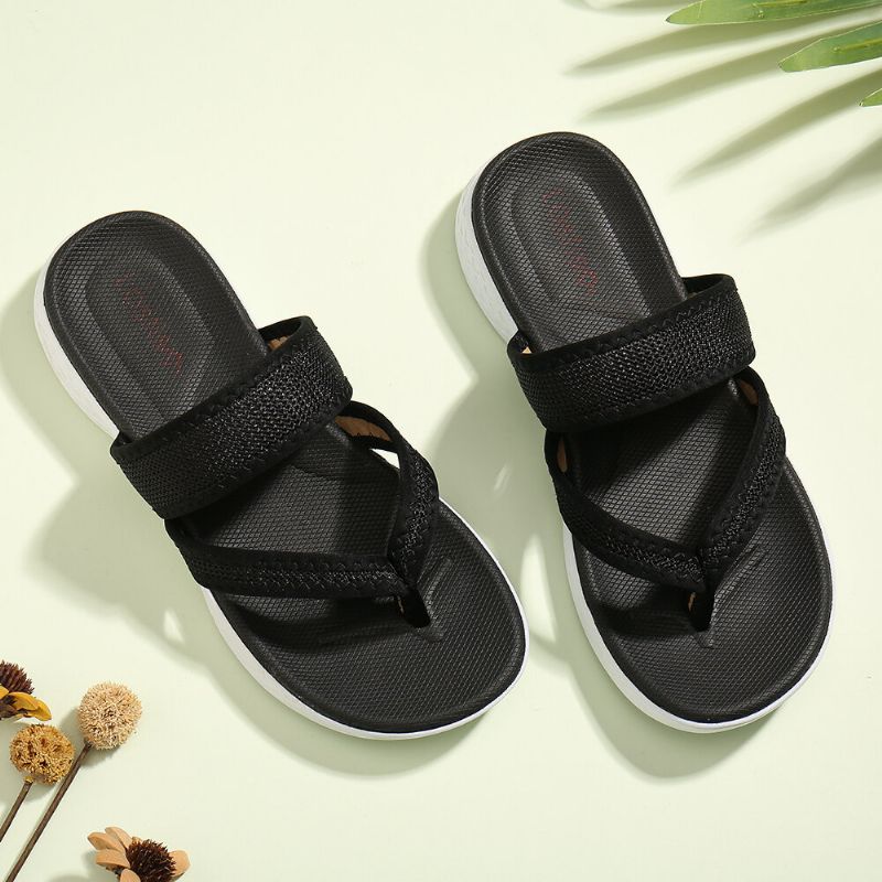 Kobiety Flip Flop Szwy Miękka Podeszwa Slip On Casual Letnie Płaskie Sandały