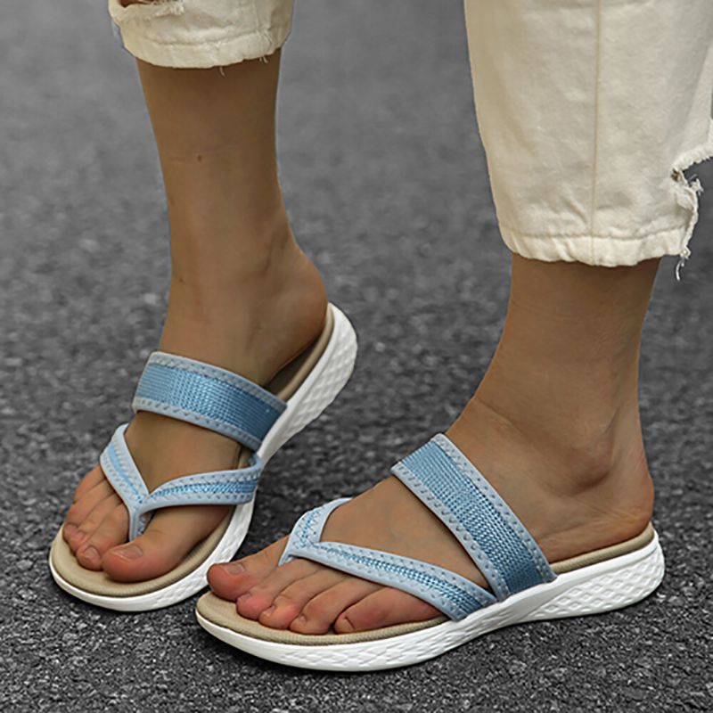 Kobiety Flip Flop Szwy Miękka Podeszwa Slip On Casual Letnie Płaskie Sandały