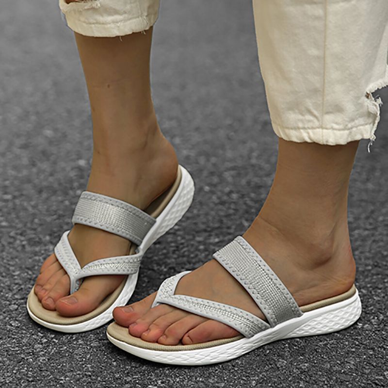 Kobiety Flip Flop Szwy Miękka Podeszwa Slip On Casual Letnie Płaskie Sandały