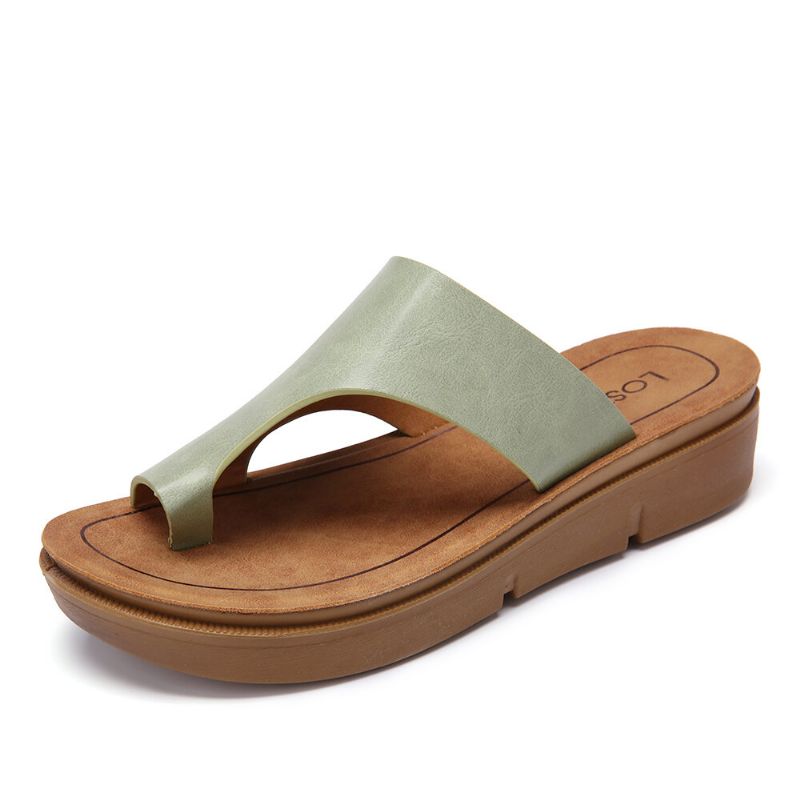 Kobiety Toe Ring Slip On Miękka Podeszwa Casual Letnie Sandały