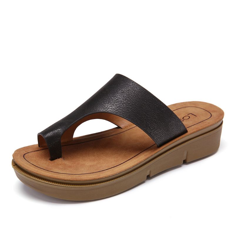 Kobiety Toe Ring Slip On Miękka Podeszwa Casual Letnie Sandały