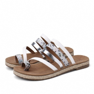 Kobiety Toe Ring Strappy Slip On Wygodne Sandały Na Co Dzień