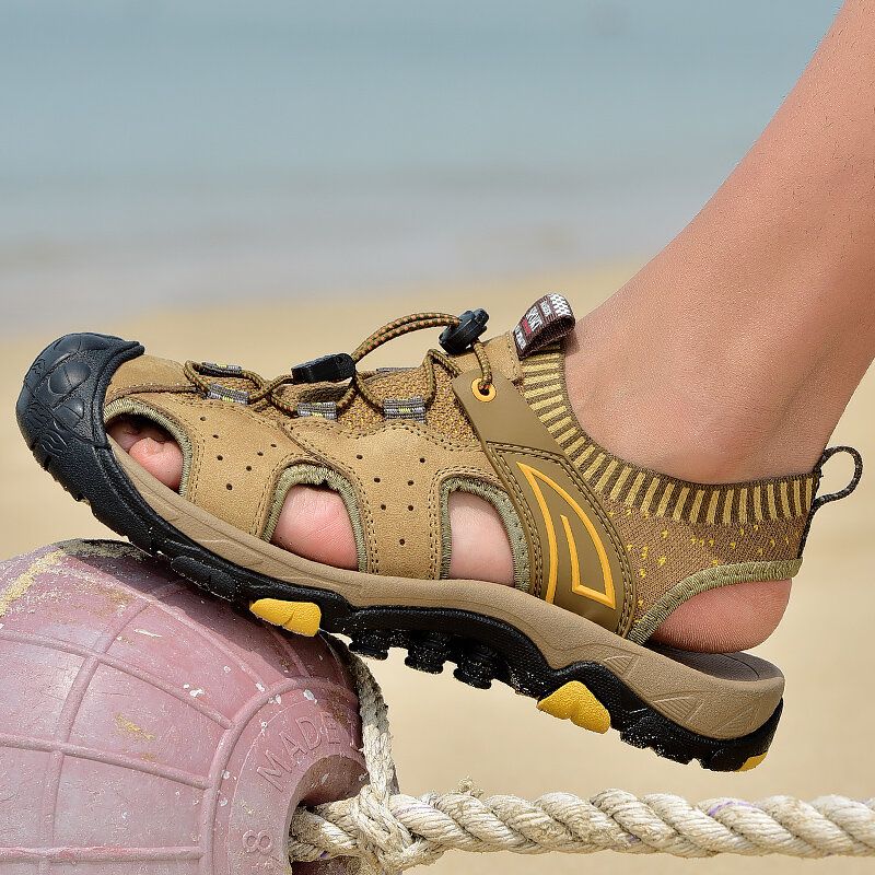 Mężczyźni Outdoor Miękkie Podeszwy Hollow Out Beach Close Toes Sandały