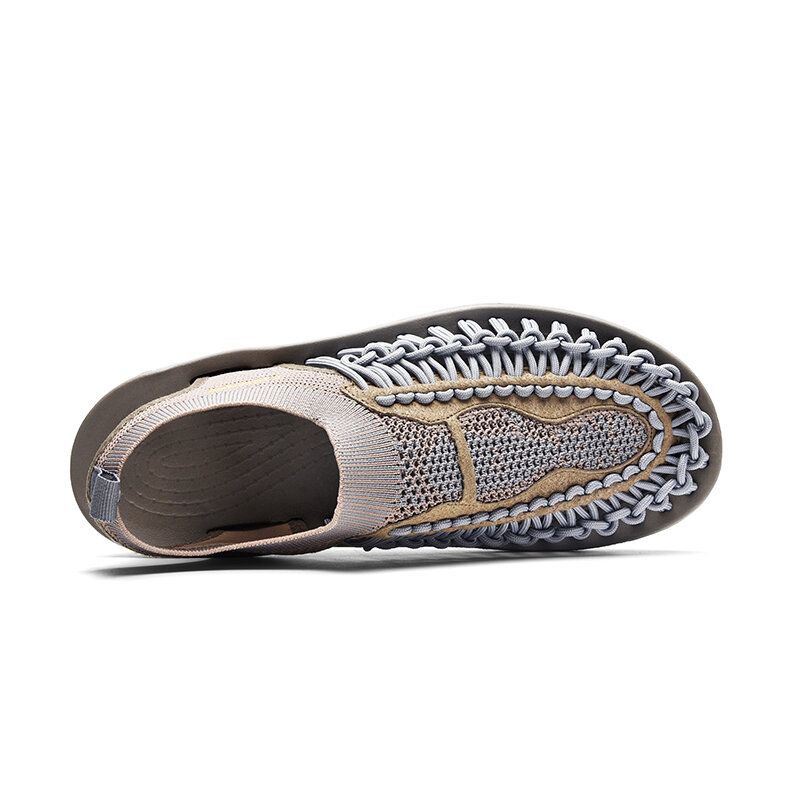 Mężczyźni Outdoor Woven Beach Duże Rozmiary Casual Slip On Buty