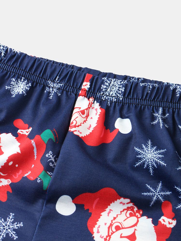 Kobiety Santa Claus Print Sweter Z Długim Rękawem Luźne Spodnie Z Elastyczną Talią Świąteczny Zestaw Piżamy