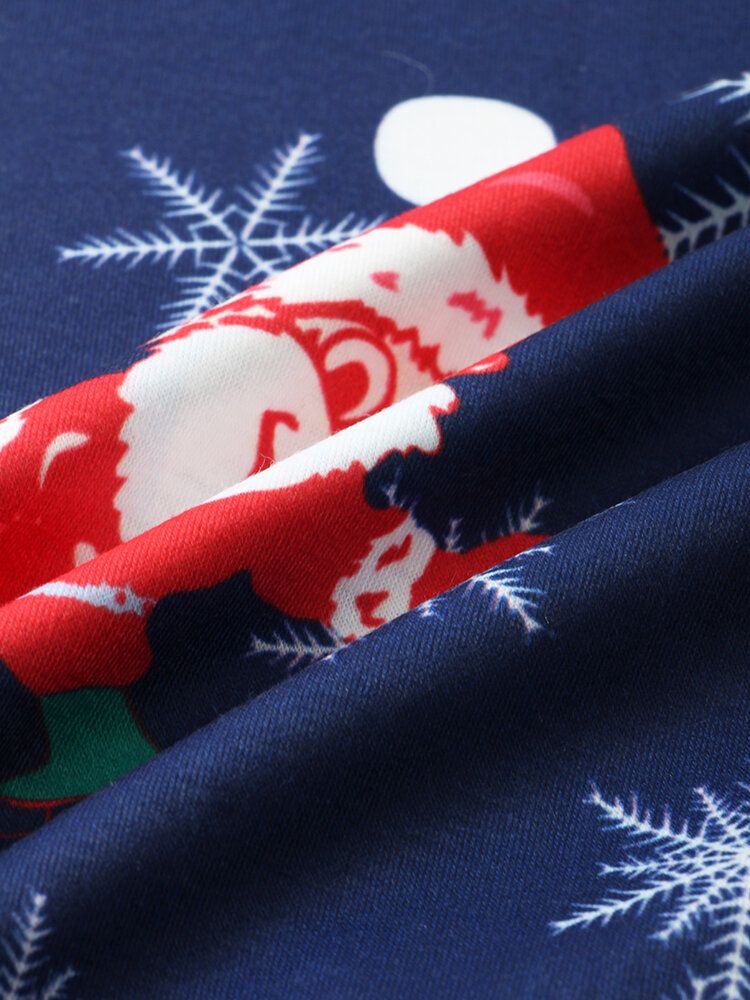 Kobiety Santa Claus Print Sweter Z Długim Rękawem Luźne Spodnie Z Elastyczną Talią Świąteczny Zestaw Piżamy