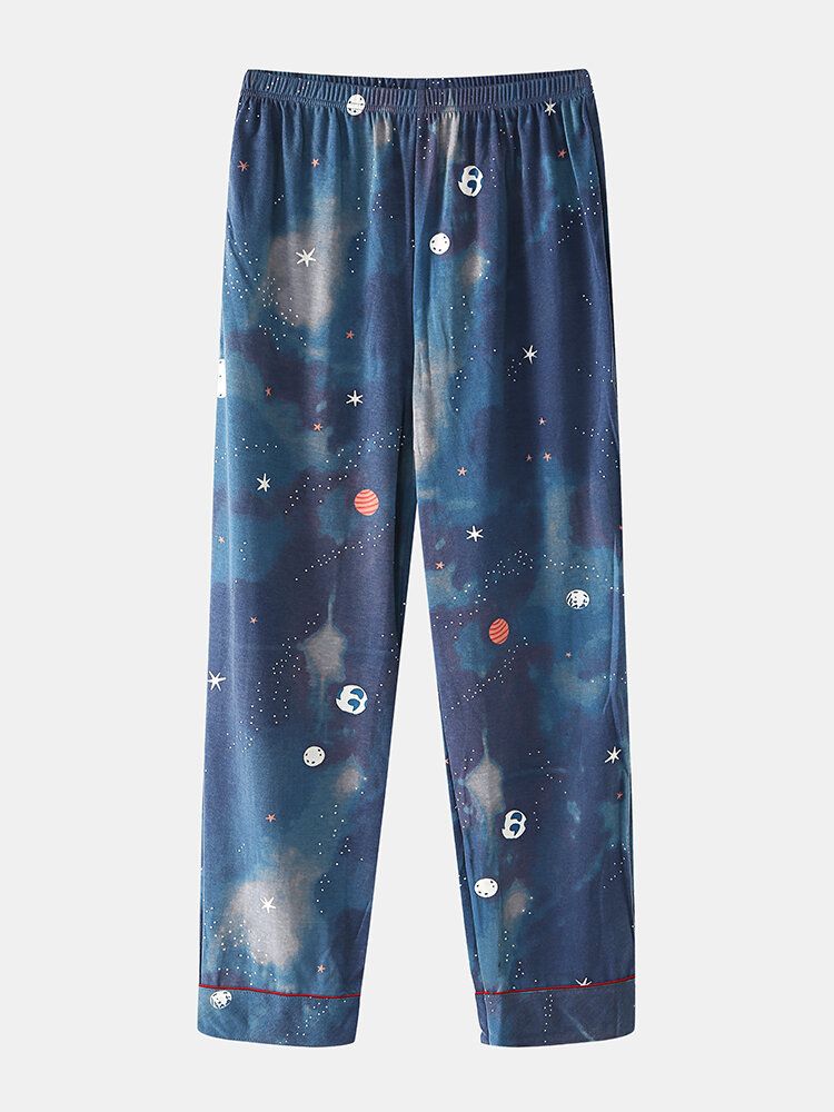 Kobiety Starry Sky Print Śliczny Sweter Luźny Elastyczny Pas Cartoon Home Piżama Set