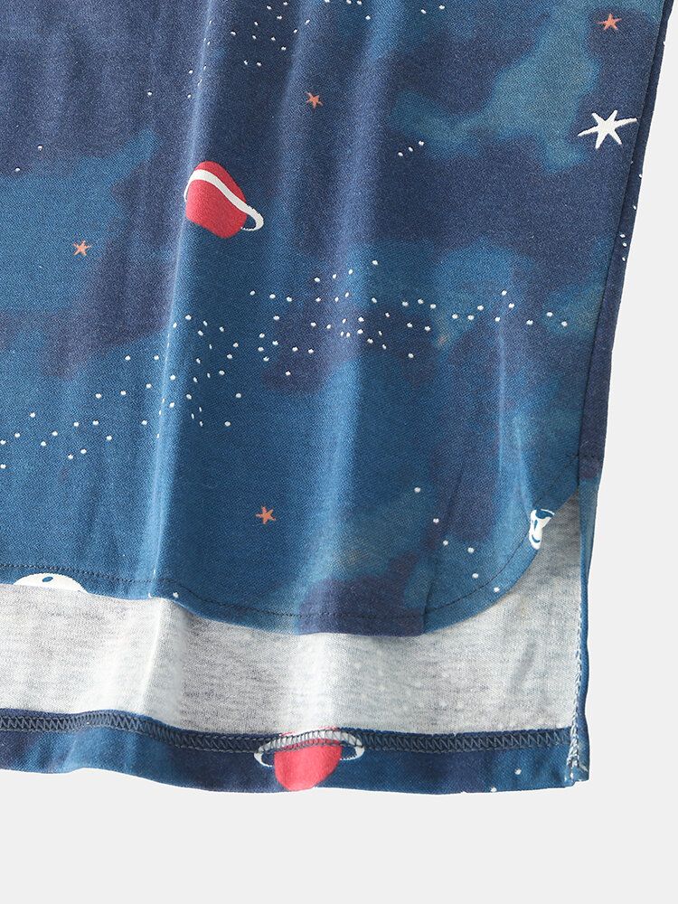 Kobiety Starry Sky Print Śliczny Sweter Luźny Elastyczny Pas Cartoon Home Piżama Set