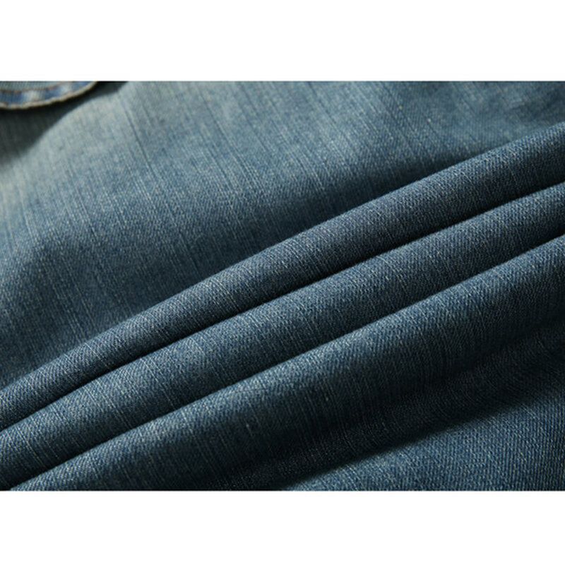 Moda Męska 100% Bawełniane Kieszenie Denim Fleece Zagęszczony Stójka Kurtka Na Co Dzień