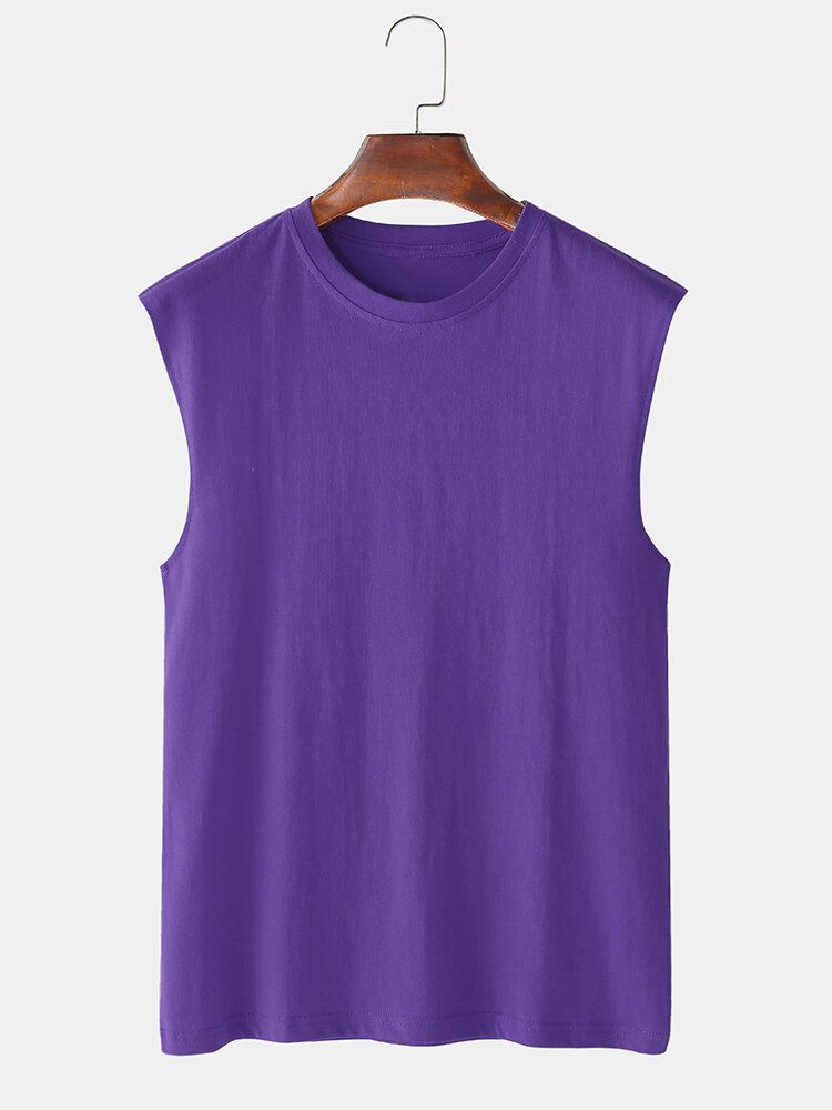 Męskie 100% Bawełna Oddychająca Jednolity Kolor Casual Tank Tops