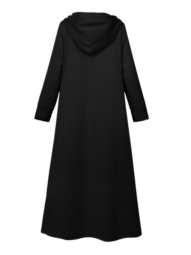 Kobiety Abaya Kaftan Z Kapturem W Jednolitym Kolorze Do Kostek Casual Midi Sukienki