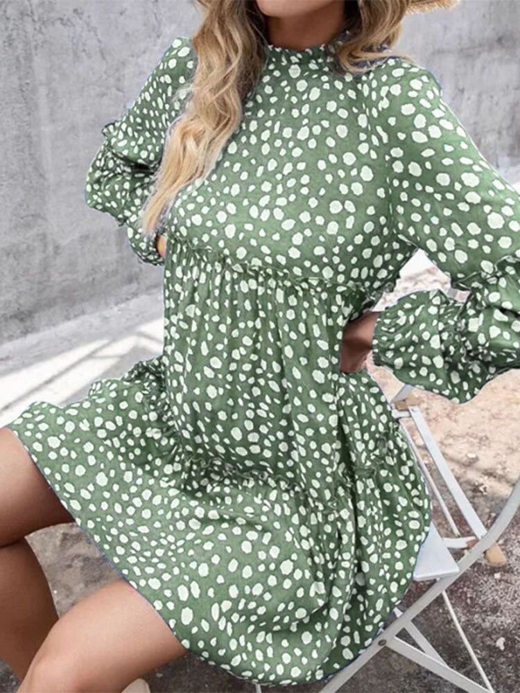 Kobiety CZeski Retro Kolano Długość Polka Dots Casual Sukienki Midi