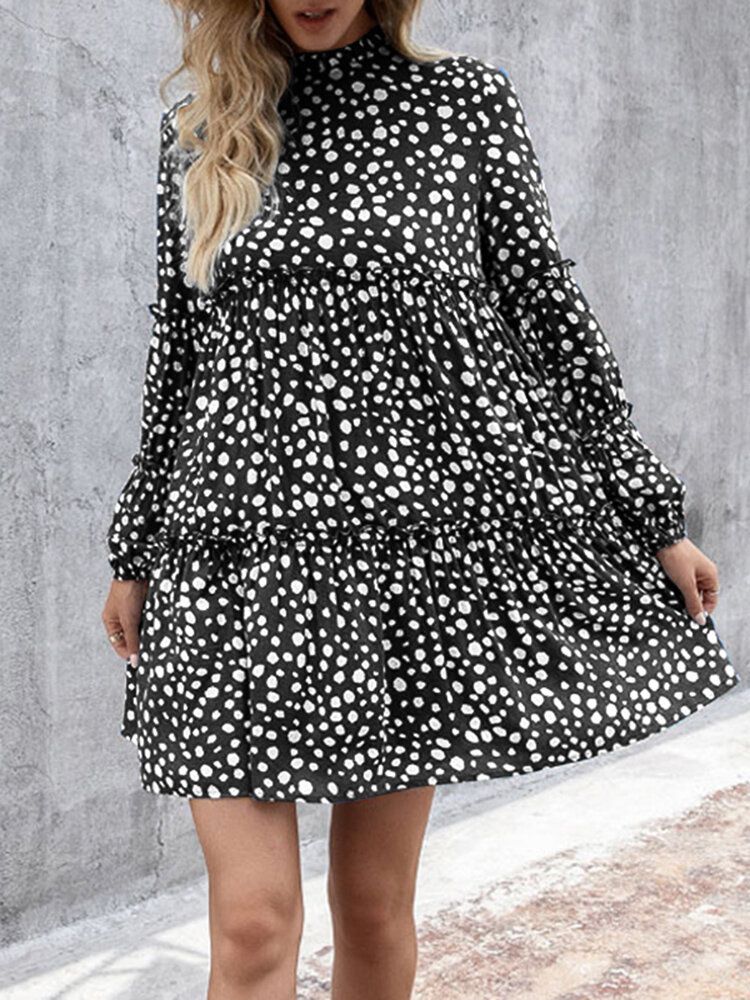 Kobiety CZeski Retro Kolano Długość Polka Dots Casual Sukienki Midi