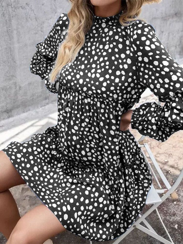 Kobiety CZeski Retro Kolano Długość Polka Dots Casual Sukienki Midi