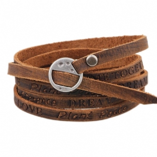 Punk Leather Ancient Wristband Simple Word Love Wielowarstwowa Bransoletka Dla Kobiet Dla Mężczyzn